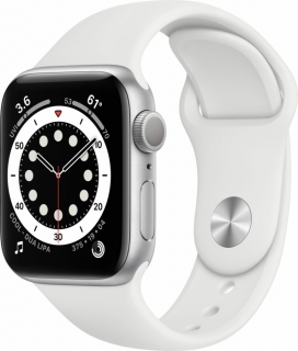 Apple Watch Series 6 40mm Silver Aluminum Case with Sport Band - White